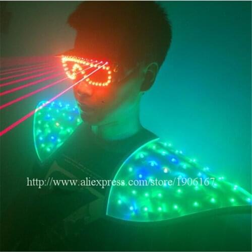 Colorful Led Light Shoulder And Colorful Led Luminous Red Laser Glasses Halloween Christmas DJ Nightclub Dancer Singer Wear