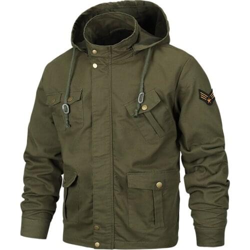 New Military Mens Jacket Coat 6XL Male Hooded Coats 100% Cotton Slim Fat Loose Casual Ourwear Men Brand Clothing BF2601