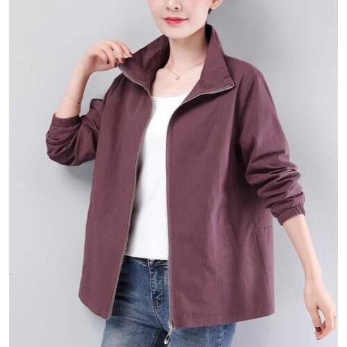 Large size Womens Jacket 2021 New Autumn Long Sleeve Casual Windbreaker Female Zipper Jackets Basic Coats Outwear Plus size 4XL