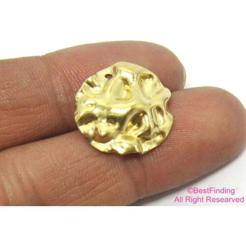30pcs Brass pendant 18mm Round wrinkle Raw brass earrings findings charms R433