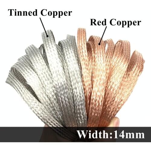 14mm Tinned Plating Copper Braided Sleeve Metal Sheath Anti Interference Screening Audio Speaker Wire Wrap Signal Cable Shielded