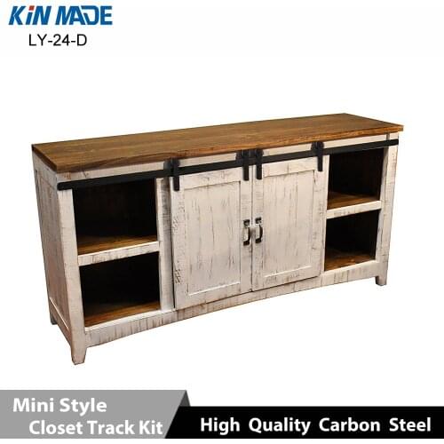 Mini Cabinet Barn door Hardware Flat Track Wooden Sliding Door System Kit