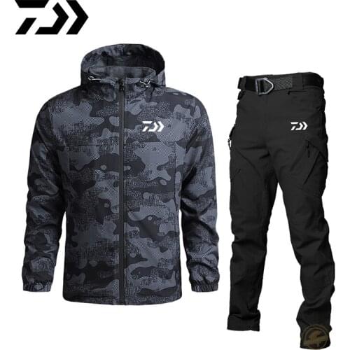 Daiwa Mens Autumn Winter Outdoor Sport Waterproof Fishing Set Fishing Clothing Breathable Hiking Sport Fishing Jacket Suits