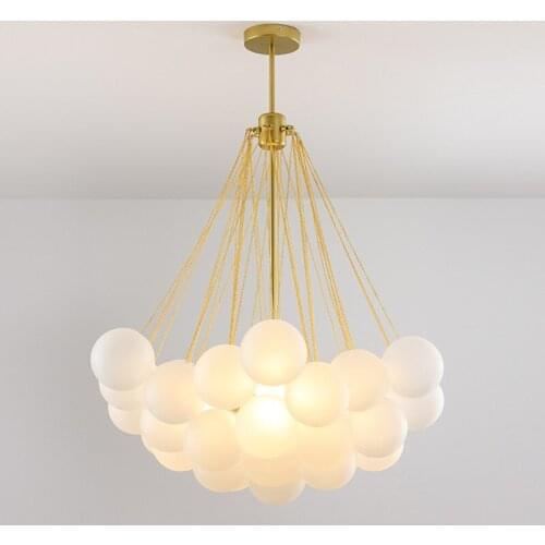 Nordic glass ball iron led light luminaire suspendu kitchen chandeliers bedroom nordic decoration home avizeler