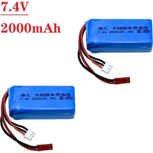 Upgrade 1/2/5Pcs 7.4V 2000mah LiPo Battery For Wltoys V353 A949 A959 A969 A979 k929 903048 7.4v Battery For Drone RC Cars Boats