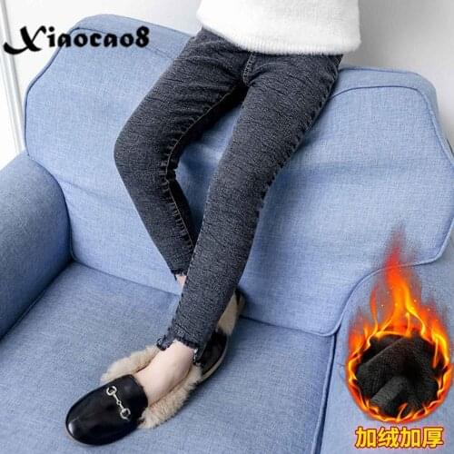 4-14Y Girls Legging Denim Pants Autumn Kids Elastic Slim Trousers Winter Velvet Jeans for Girls Toddler Girl Fall Jean Clothes