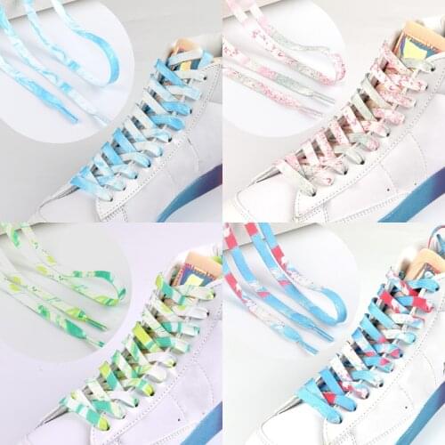 2021 Colorful Tie-dyed shoelaces sneakers shoelace basketball shoes fashion personality color sports flat shoes lace