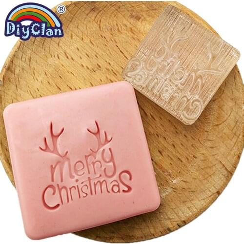 Merry Christmas Soap Stamp Antler Imprint Pattern Soap Making Tools Custom Handmade Seal With Handle Z0177MC