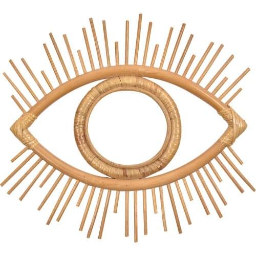 Hand-woven Rattan Eye Mirror Studio Frame Vintage Eye Decoration Creative Photo Frame Wall Hanging Art DIY Craft Home Decoration