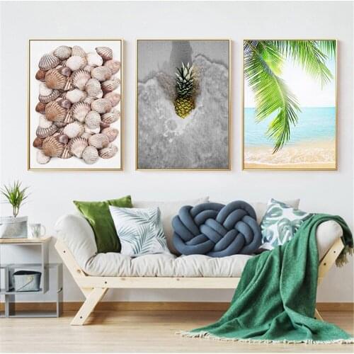Nordic Poster Canvas Prints Pineapple Beach Shells Canvas Painting Tropical Art Wall Art Picture Home Decor Wall Painting