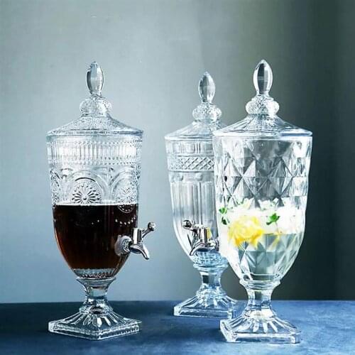 Glass Beverage Dispenser Glass Drink Barrel Drink Dispenser with Faucet