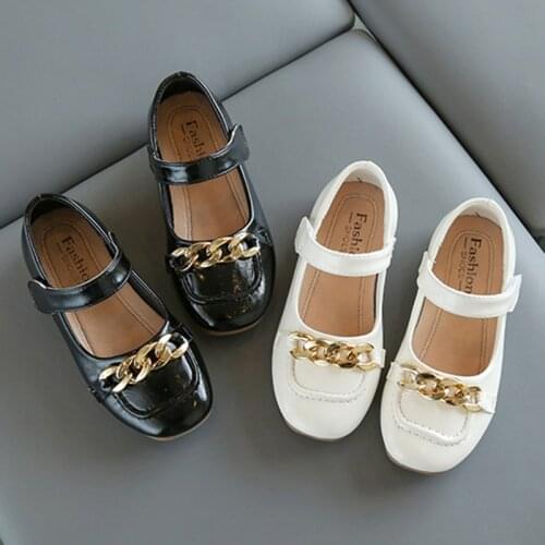 Girls Mary Janes Shoes Kids Metal Chain Patent Leather Shoes Shallow Singler Shoes For Baby Princess Shoes Children Toddlers
