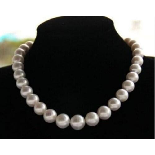 Gorgeous 10-11mm south sea round white pearl necklace 18inch 14k