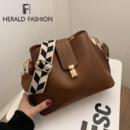 Vintage Simple Small Bucket Bag Designer PU Leather Crossbody Bags For Women Shoulder Messenger Bags Female Luxury Brand Handbag