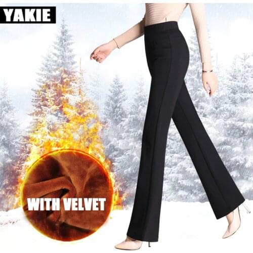 Vintage Office skinny Women Pants Trousers Zipper High Waist Pocket Flare pants formal OL Office Career Capris Work Wear Black