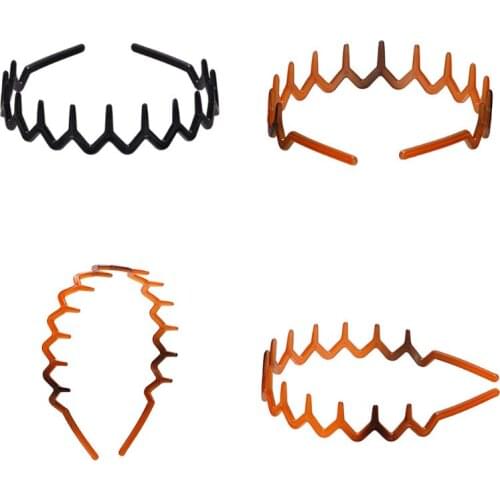 Women Girls Plastic Wavy Toothed Headband Anti-Slip Zig Zag Comb Shark Hair Hoop 2XPC