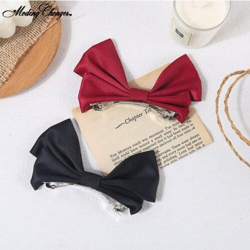 1PC Sweet Hairclips Simple Super Fairy Headdress Fashion Black Barrette Bow Hairpin Woman Girls Head Top Clip Hair Accessories