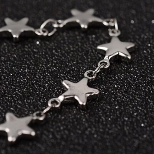 10m/lot 304 Stainless Steel Soldered Decorative Chains with Star /Cross Connector Chain jewelry making, Stainless Steel Color F8