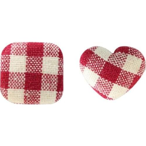 10 PCS 14mm 15mm Fashion Grid Wrap Cloth Buttons DIY Handmade Stud Earrings Accessories For Jewelry Making
