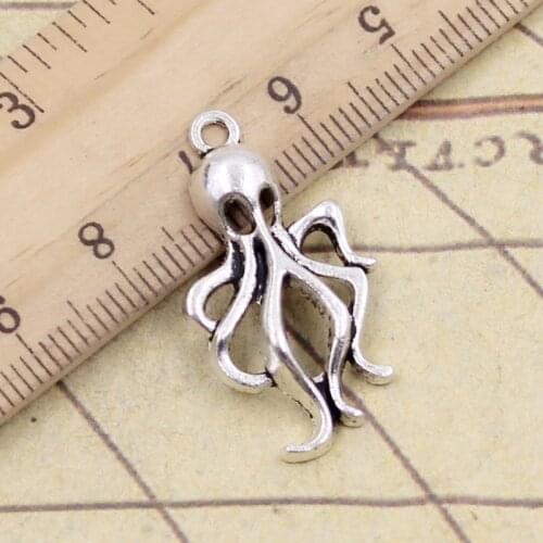 10pcs Charms Octopus 32x17mm Tibetan Bronze Silver Color Pendants Antique Jewelry Making DIY Handmade Craft