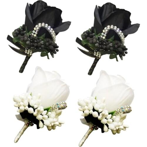 2Pcs Groom Groomsman Rose Flower Brooch Pin Corsage Wedding Suit Decoration Rose flower shaped brooch pin for men, dress gentle