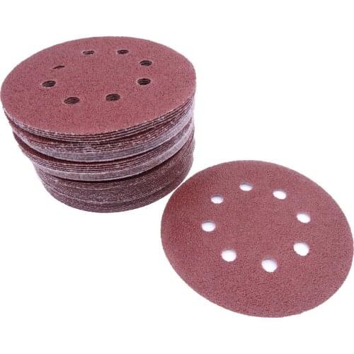 50 pcs 5 inch 8 Hole 80 Grit Mix Sanding Disc Random Orbit Sandpaper Buckle Sander Dropshipping