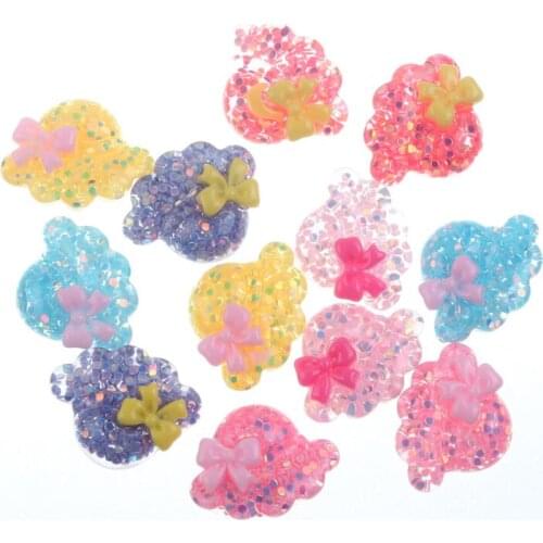 50Pcs Clear Colorful Resin Hats With Tie Decoration Crafts Flatback Cabochon Embellishments For Scrapbooking Diy Accessories