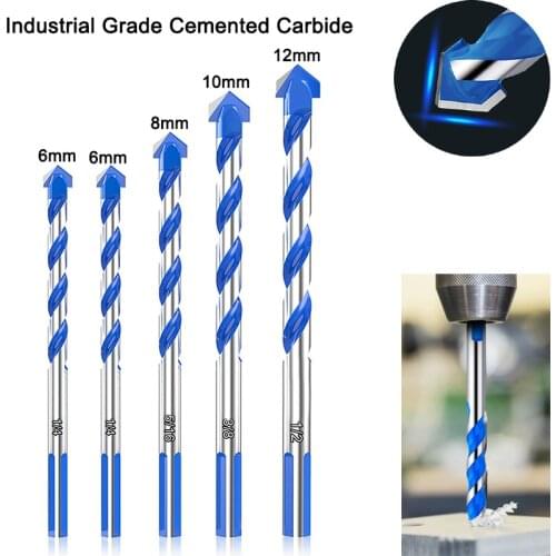 6-12mm Multi-function Punching Drill Bit Professional Twist Drill Bit Kit for Glass Brick Plastic, Cement Wood and Ceramic Tile
