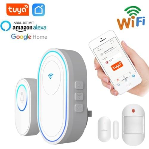 TUYA Wifi Doorbell Alarm System Intelligent Wireless Strobe Siren 58 Sound and Light Siren compatible 433MHz wireless detectors
