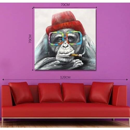 Hand Made Oil Painting The The gorilla Knife Painting Modern Artworks Cartoon On Canvas For Kids Room