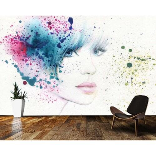 Papel de parede Colorful watercolor beauty painting 3d wallpaper,living room Barber shop beauty shop bedroom bar club mural