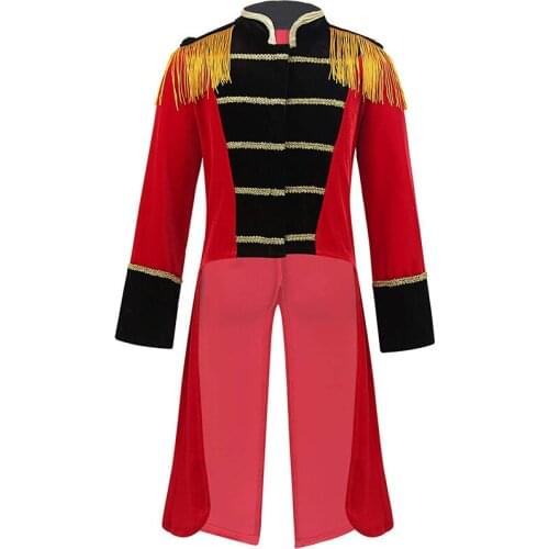 Boys Girls Medieval Costume Jacket Jazz Stage Performance Uniform Coat Halloween Cosplay Showman Ringmaster Circus Dancewear