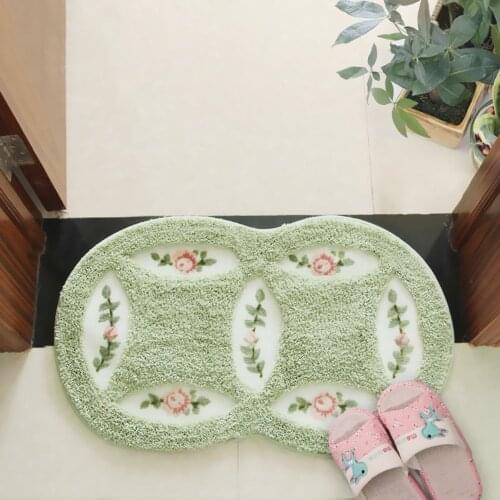 Cute Carpet Bathroom Long Plush Warm Carpet Water absorption Non-slip Cute Plants Mat Rug Bedroom Mat