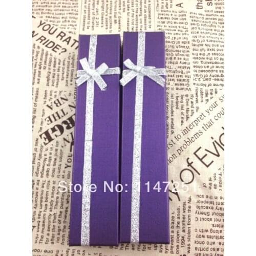 Fashion Jewelry Box ! Wholesale 48pcs/Lot Purple Paper Necklace Box 20x4x2cm Bracelet Gift Box Anklets Display Packaging Boxes