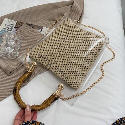 Fashion Women Summer PVC Handbags High Quality Ladies Small Bamboo Handle Shoulder Bag Designer Female Chain Crossbody Bag New