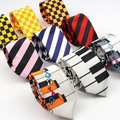 Men Fashion Slim Necktie Skinny Music Piano Printed Tie 5cm Width Party Performance Tuxedo Necktie Cravat Shirt Accessory Gift