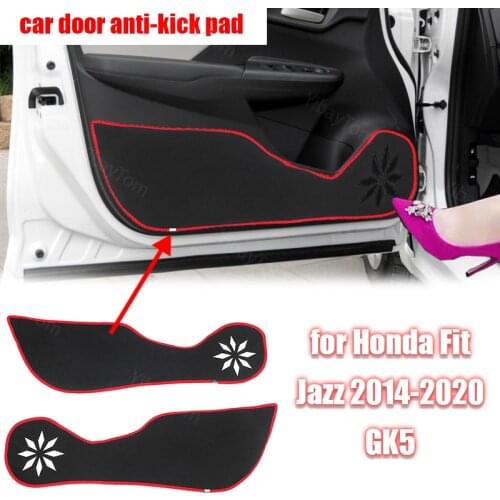 Polyester Trim Decal Carpet for Honda Fit Jazz 2014-2020 GK5 Car Door Anti Kick Pad Sticker Protective Mat Accessories