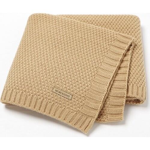 Baby Blanket Knitted Plaid Newborn Boy Girl Bed Crib Quilts Solid Toddler Infant Stroller Wrap Swaddle Cover Super Soft 100*80CM