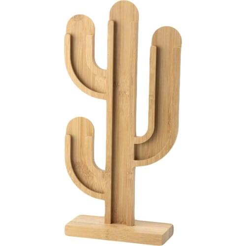 Cactus Shape Coffee Pod Holder Counter Desktop Office Ornament Coffee Capsules Organizer Stand Bamboo Stand Tabletop Decor