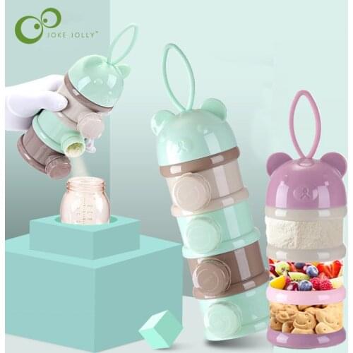 3 / 4 layers Bear Style Portable Baby Food Storage Box Essential Cereal Infant Milk Powder Box Toddle Snacks Container ZXH