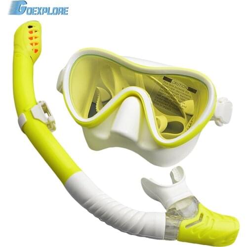 Goexplore Professional Scuba Diving Mask Silicone Mask Snorkel Anti-Fog Diving Mask Full Dry Tube Underwater Swim Equipment