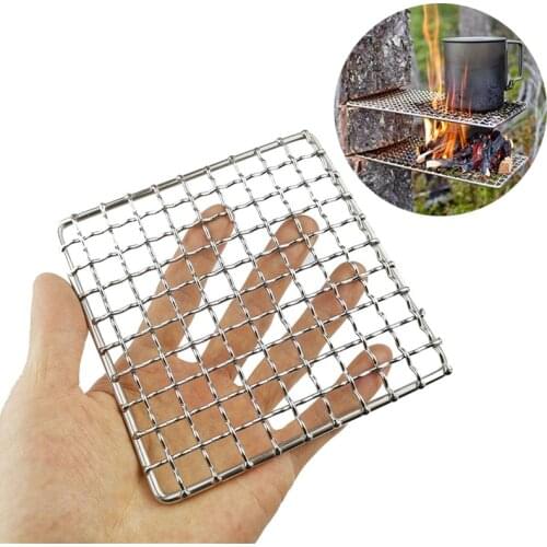 Camping Grill Grate 304 Stainless Steel Mesh Grill Bushcraft Grill Camping Grate For Fire Cooking BBQ Backpacking Campfire Rated