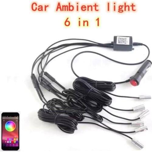 RGB Ambient Light Car Interior Atmosphere Strip Fiber Optic Strip Light Multicolor APP Sound Control Car Ambient Decorative Lamp