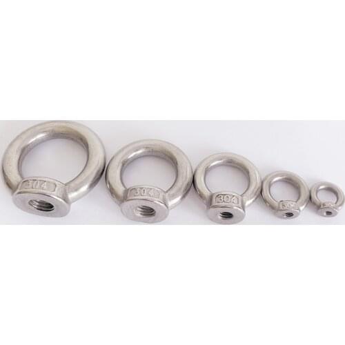 Eye Bolt 304 Stainless Steel DIN580 M3 M5 M6 M8 M10 Marine Lifting Eye Screw Ring Loop Hole for Cable Rope Eye bolt Feale Thread