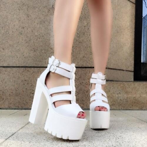 Platform Sandals Female Summer 15CM Thick with High-heeled Word with Sandals Simple Roman Sandals High Female