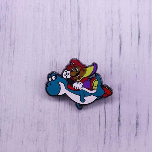 Super World Lapel Pin With Cape Riding Yoshi Enamel brooch Japanese Animel Badge