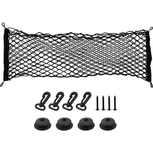 Adjustable 90x40 CM Universal Envelope Car Trunk Luggage Storage Cargo Net - Universal Stretchable Truck Net with 4 Hooks
