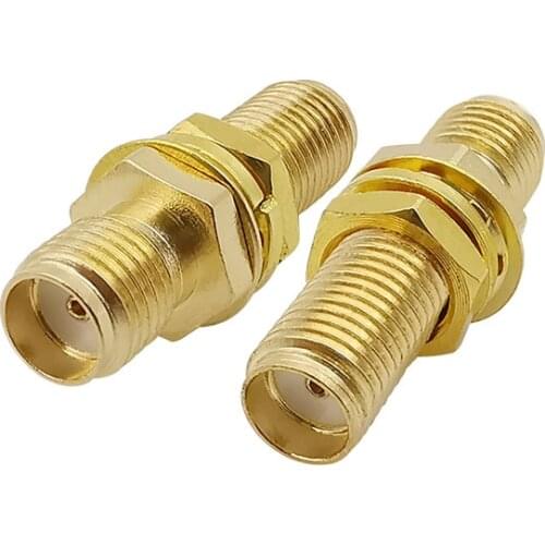 1Pcs Brass Straight RF Adapter SMA Jack Panel Mount SMA Female to SMA Female Bulkhead With Nut Coaxial Coax Connector