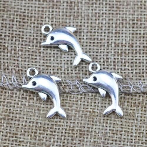 10 Pieces 23x13mm Antique Silver Color Dolphin Charms for DIY Bracelet Necklace Jewelry Making