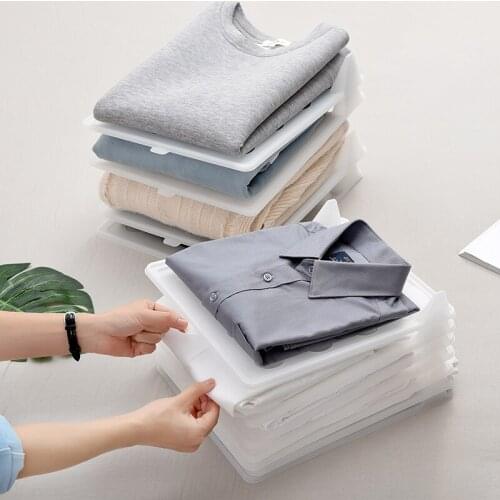 10Pc/Set Quick Stacking Clothes Storage Holders Simple Clothing Wardrobe Finishing Racks Shirt T-shirts Organizer Board Artifact